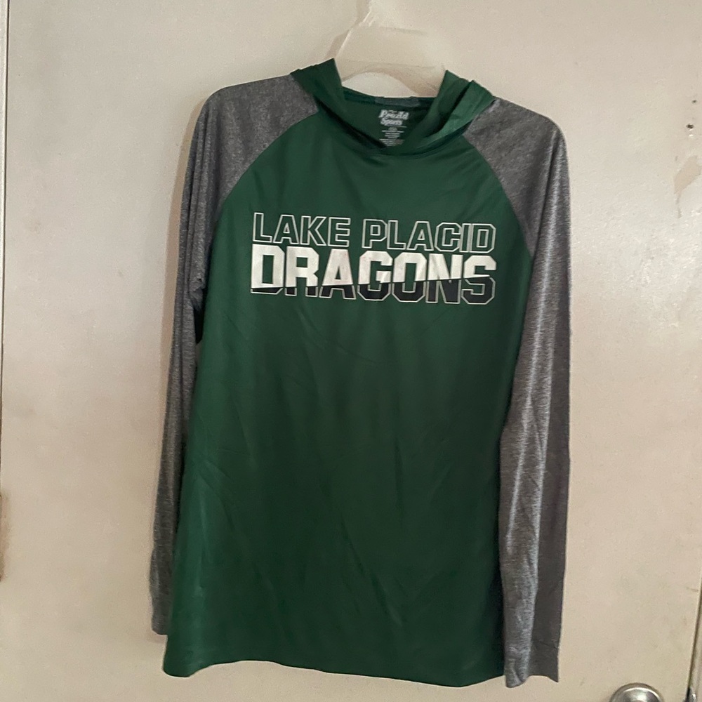 Lake Placid Dragons Green and Gray Hoodie